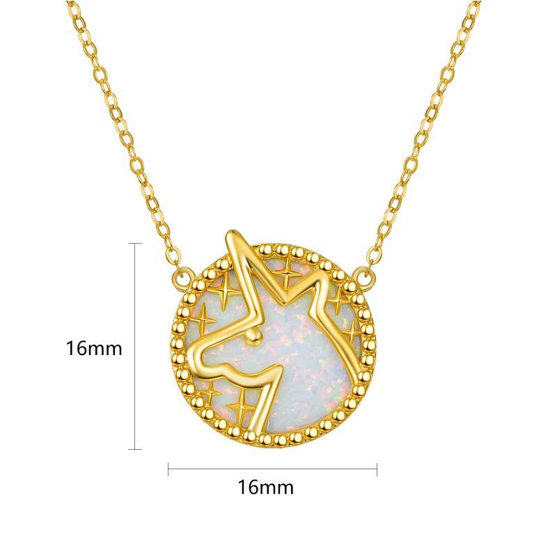 S925 Sterling Silver Unicorn Gold Plated Unicorn Opal Pendant Magical Necklace Jewelry - Málle