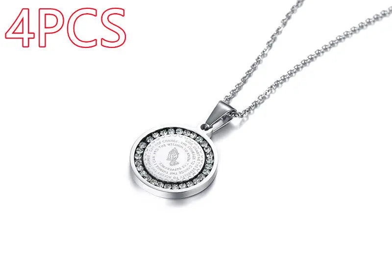 Stainless Steel Rhinestone Prayer Scripture - Málle