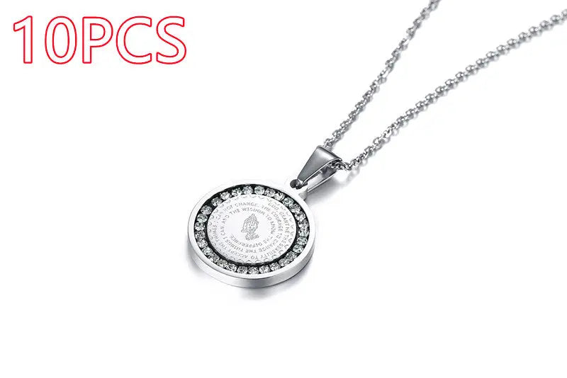 Stainless Steel Rhinestone Prayer Scripture - Málle