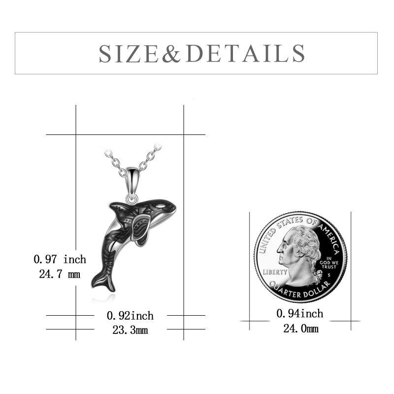 Sterling Silver Ocean Animal Sea Killer Whale Necklace - Málle