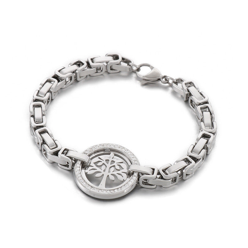 Titanium Diamond Hollow Tree Of Life Ladies Fashion Bracelet - Málle