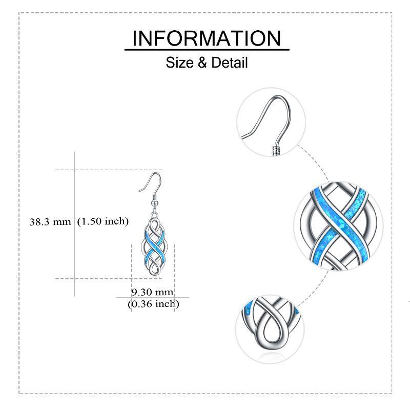 Celtics Earrings Sterling Silver Religious Blue Opal Irish Knot Dangle Earrings Jewelry - Málle