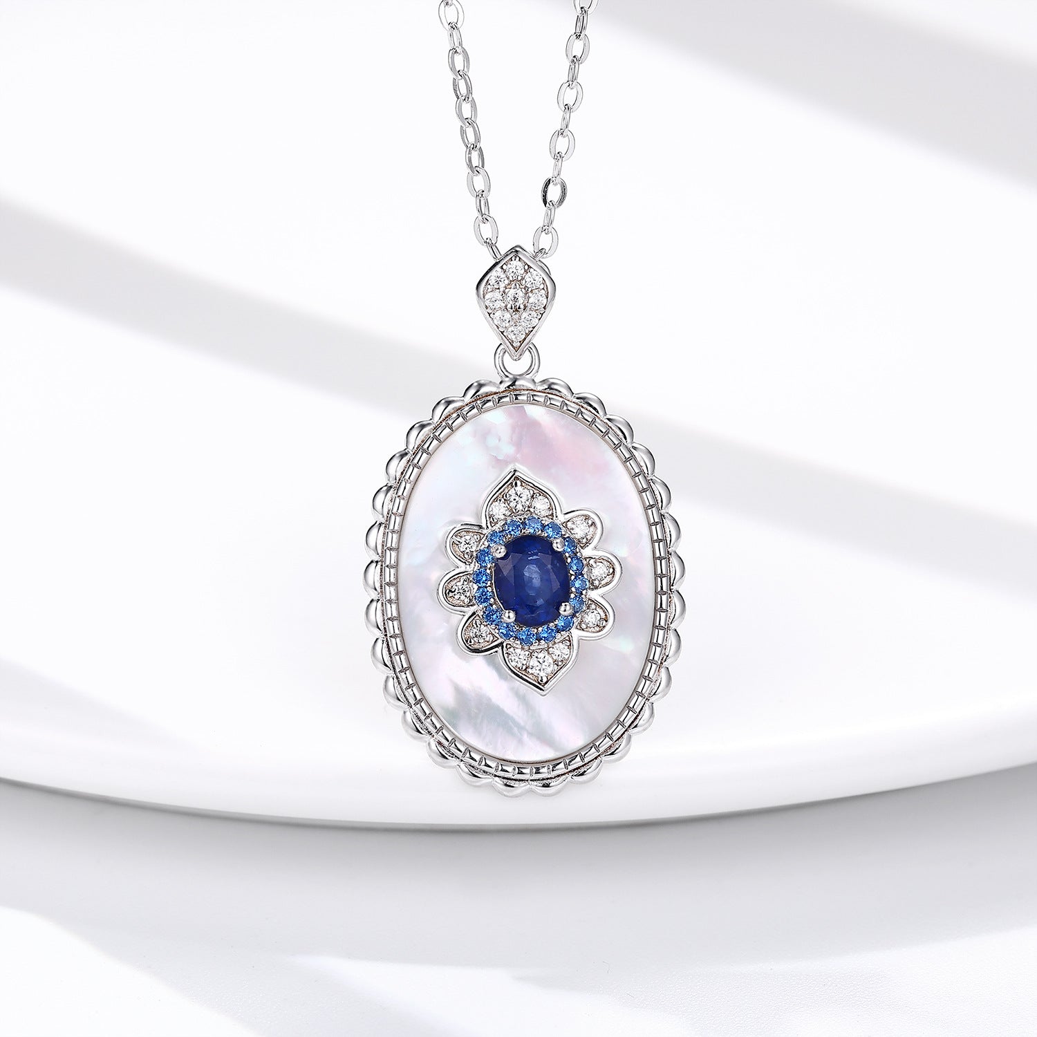 Sapphire Diamond Pendant 925 Sterling Silver Party Wedding Pendants Chain Necklace For Women Charm Jewelry - Málle