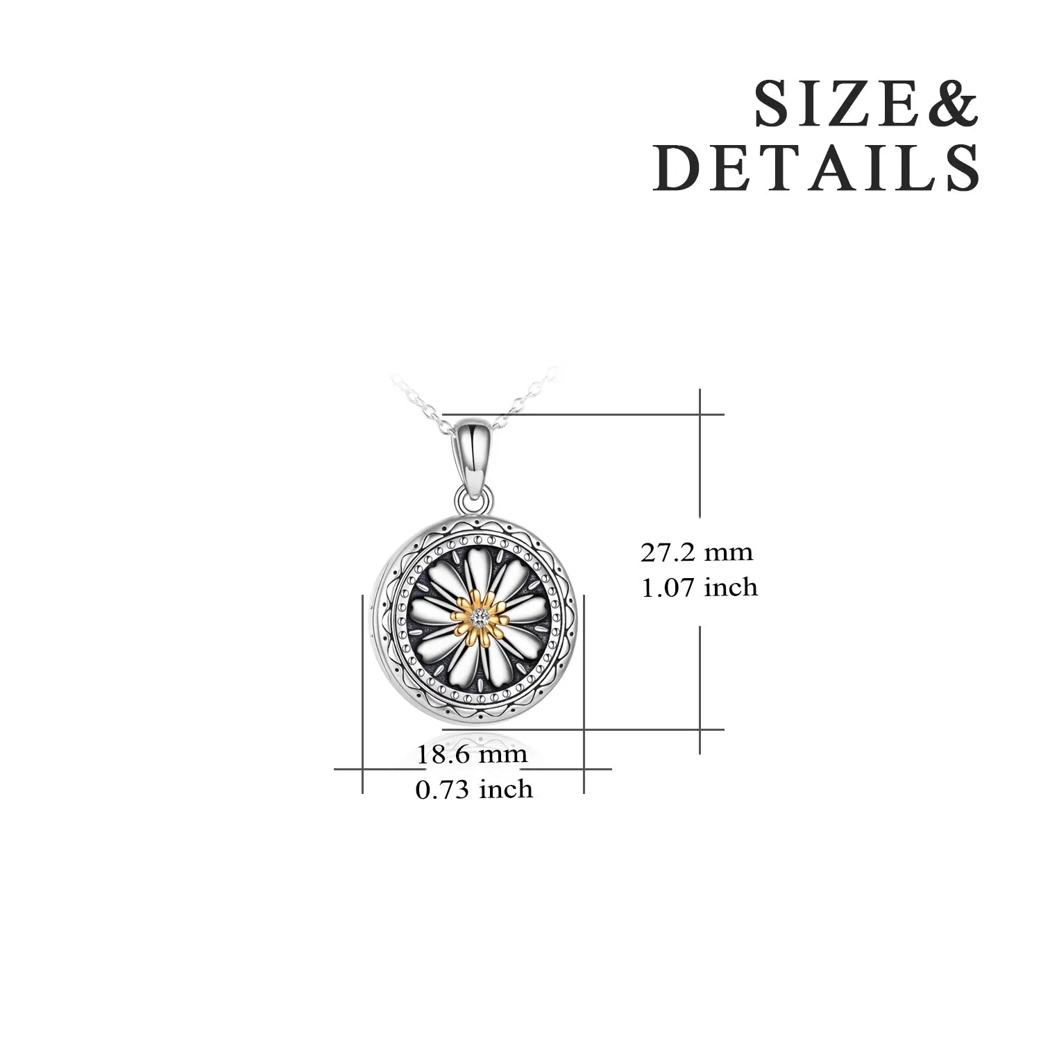 Sterling Silver Daisy Open Locket Photo Necklace - Málle