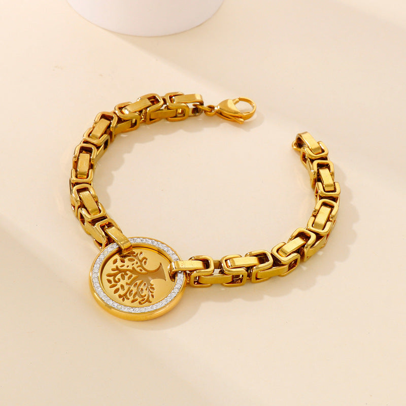 Titanium Diamond Hollow Tree Of Life Ladies Fashion Bracelet - Málle