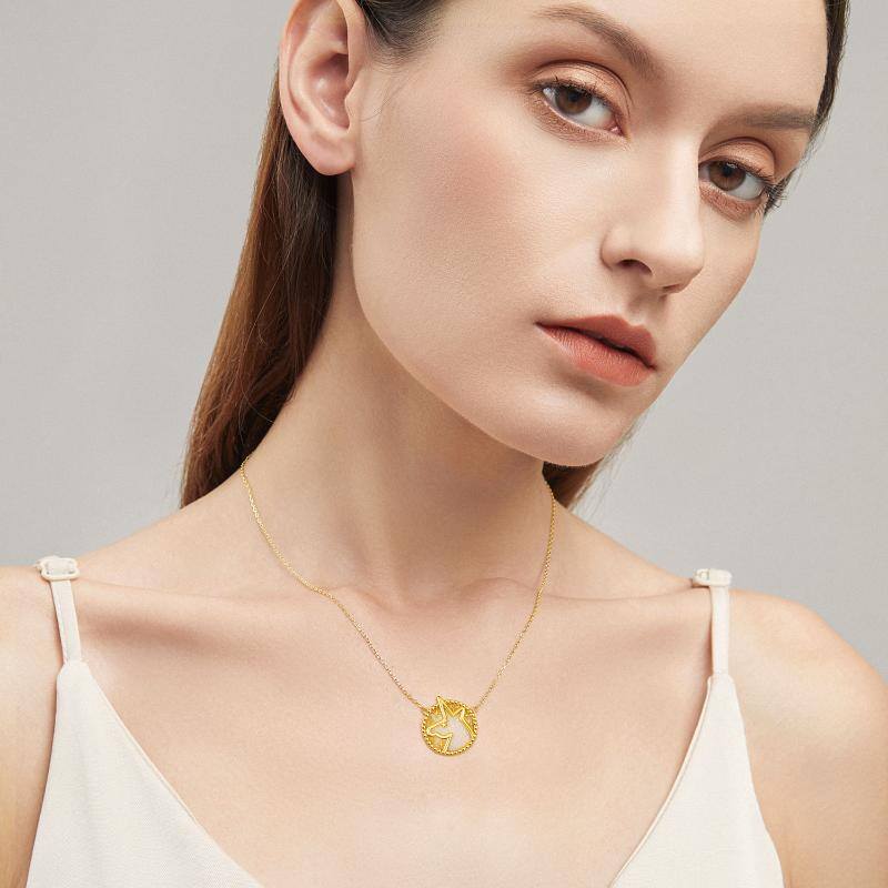 S925 Sterling Silver Unicorn Gold Plated Unicorn Opal Pendant Magical Necklace Jewelry - Málle