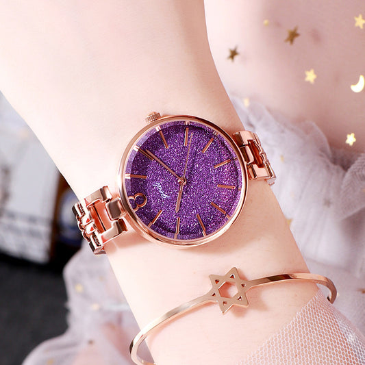 GEDI New Starry Fashion Women's Watch Student Trendy Steel Belt Watch Internet Celebrity Same Simple Ins Style Women's Watch