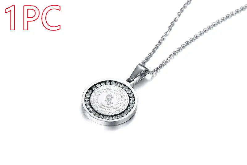 Stainless Steel Rhinestone Prayer Scripture - Málle