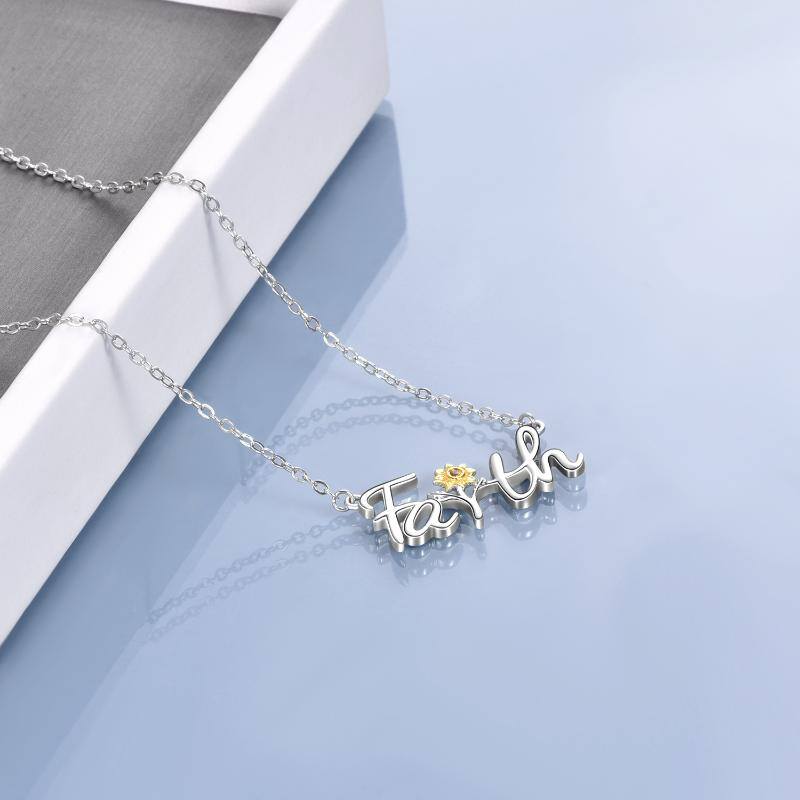 Sterling Silver Sunflower Faith Pendant Necklace For Women - Málle