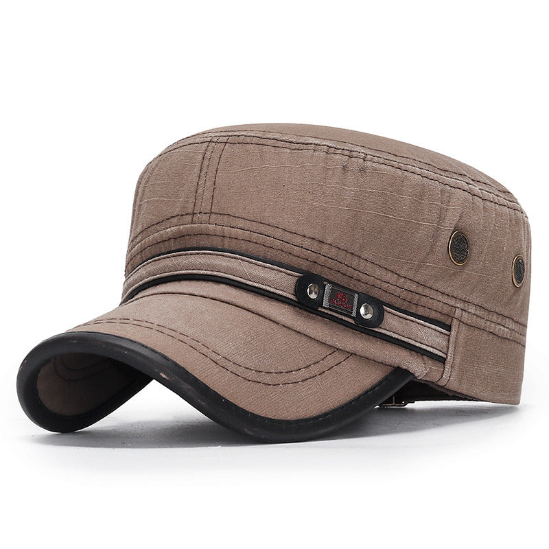 Distressed Flat-top Leather-trimmed Vintage Cotton Hat - Málle