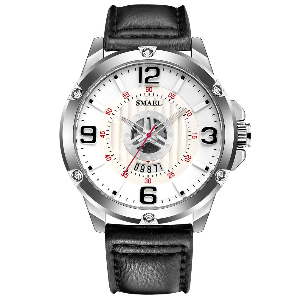 Waterproof Leather Strap Calendar Business Men's Quartz Watch - Málle