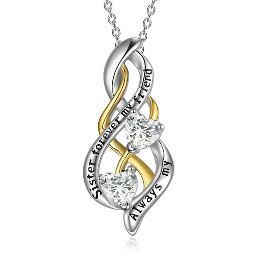 Always My Sister Forever My Friend Sterling Silver Infinity Celtic Knot Friendsship Pendant Necklace