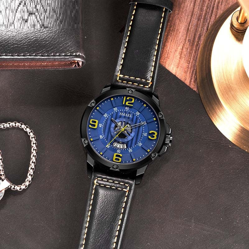 Waterproof Leather Strap Calendar Business Men's Quartz Watch - Málle