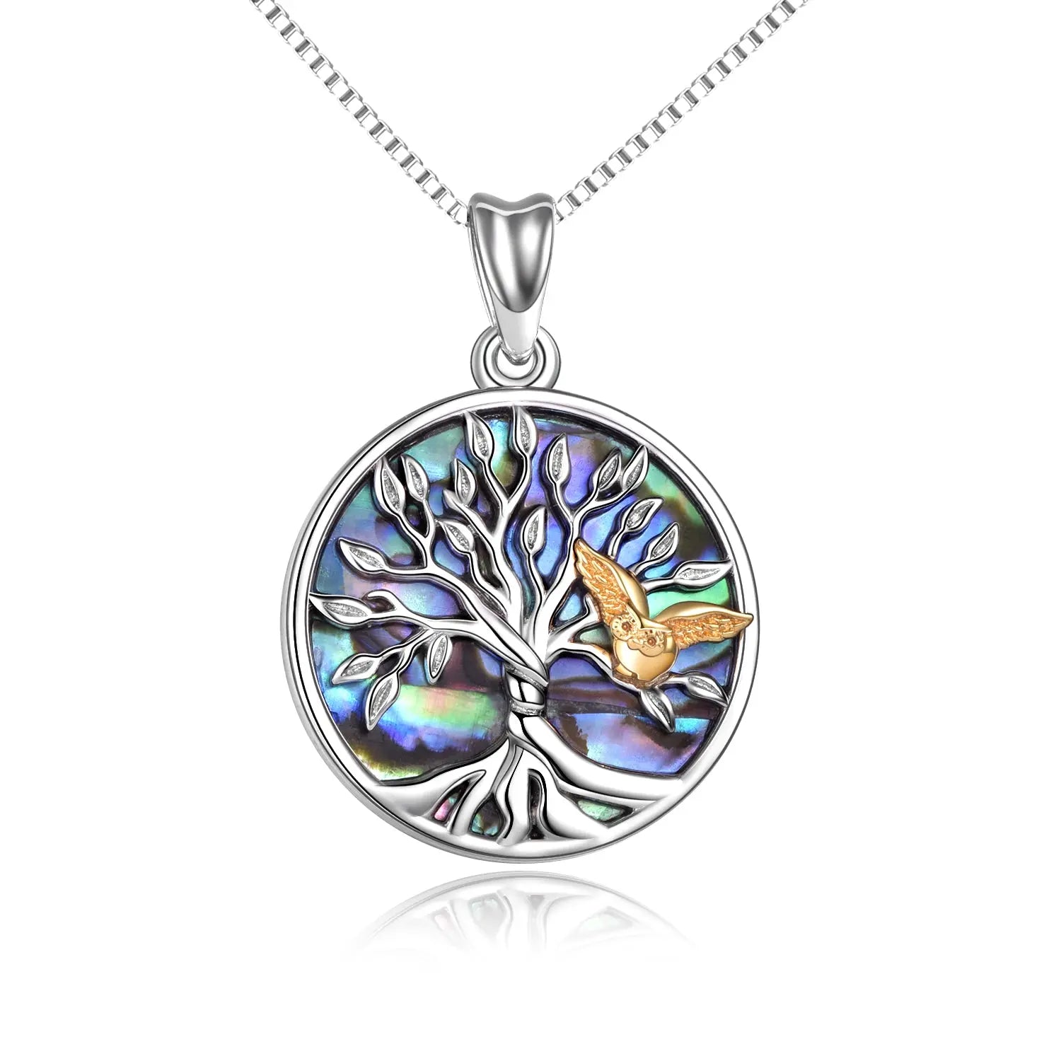 Sterling Silver Family Tree of Life  Pendant Necklace with Owl - Málle