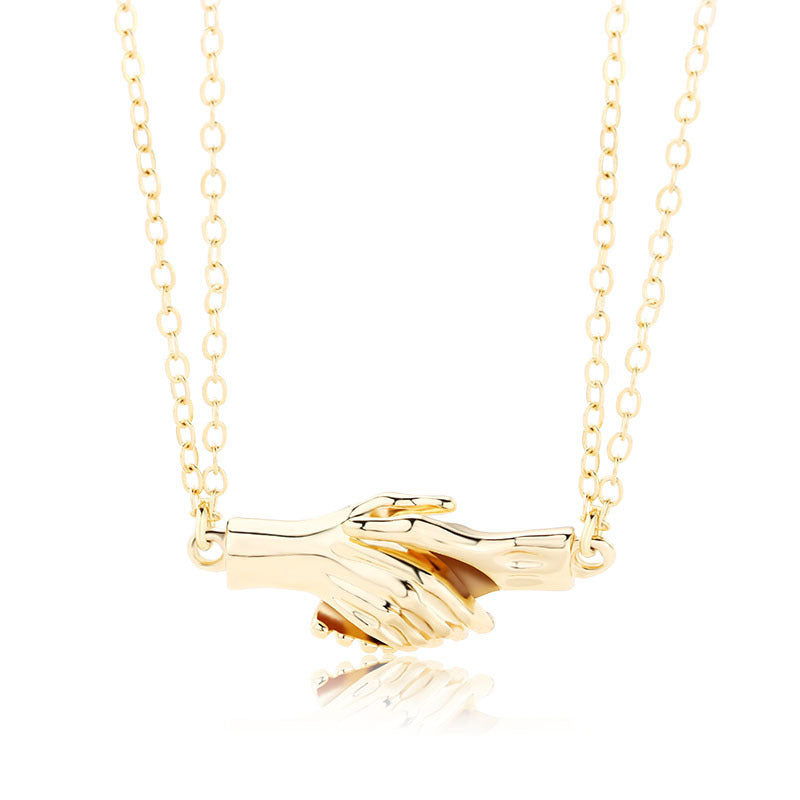 Palm Couple Necklace Magnet Attracts Handshake Clavicle Chain - Málle