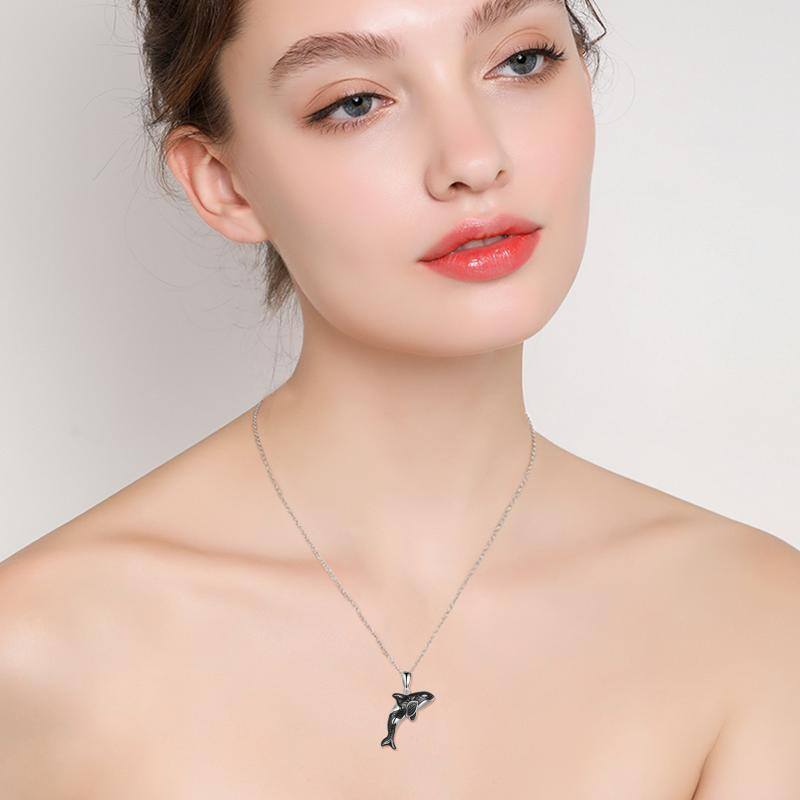 Sterling Silver Ocean Animal Sea Killer Whale Necklace - Málle