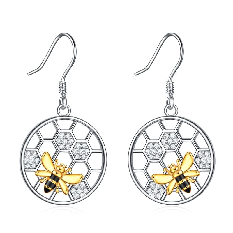 Honeycomb Bee earrings 925 sterling silver - Málle