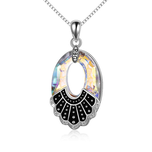 Sterling Silver RBG Collar Mermorial Necklace Gifts Jewelry Fans of Ruth Bader Ginsburg - Málle
