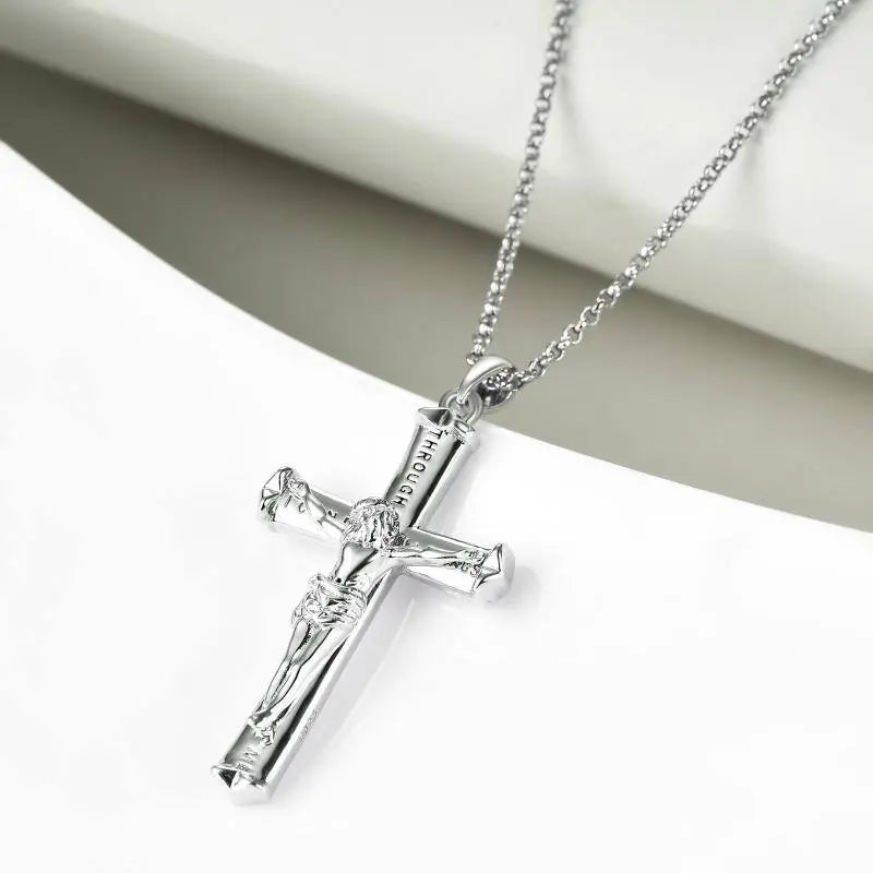 Jesus Cross Necklace Sterling Silver. - Málle