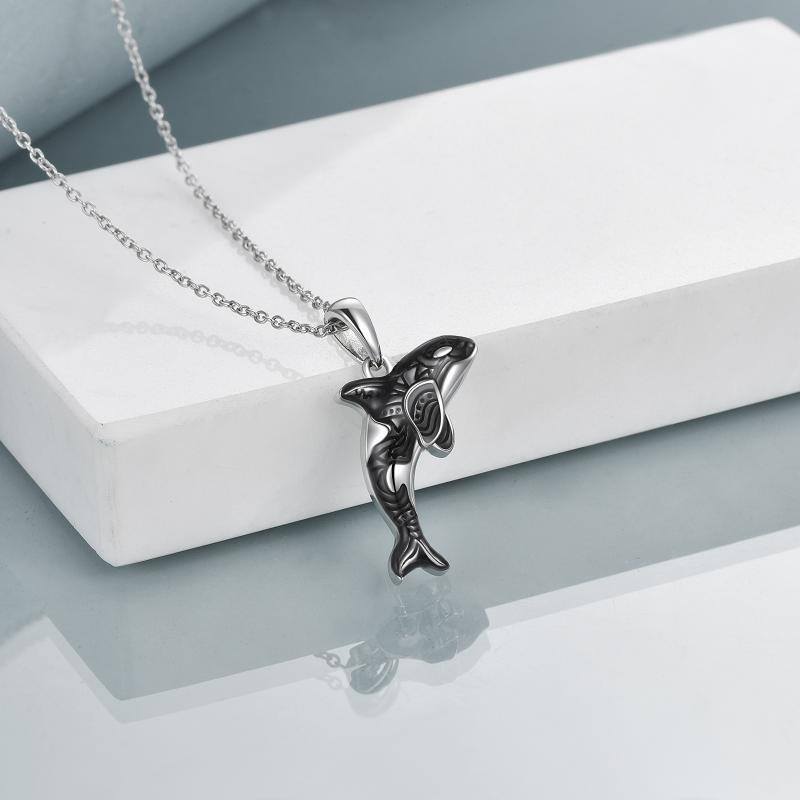 Sterling Silver Ocean Animal Sea Killer Whale Necklace - Málle