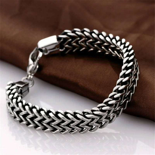 Titanium Steel Double Row Stainless Steel Hip Hop Style Titanium Steel Bracelet - Málle