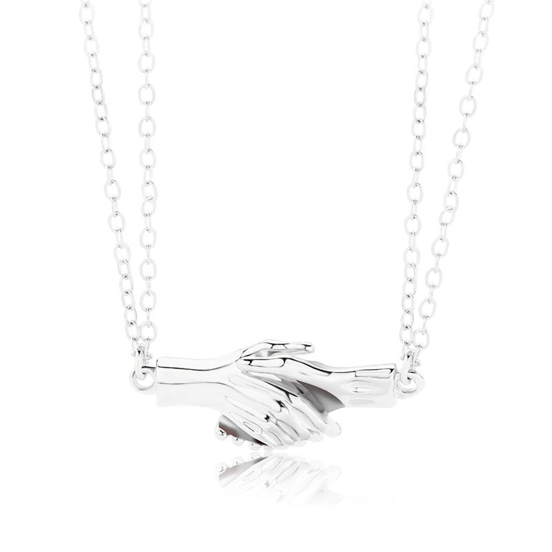 Palm Couple Necklace Magnet Attracts Handshake Clavicle Chain - Málle