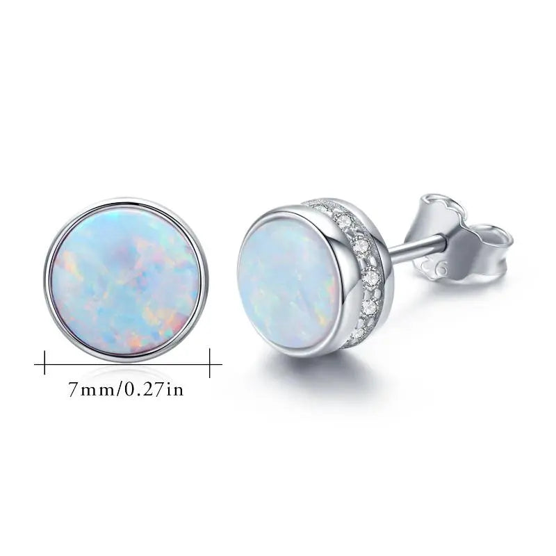 Opal Stud Earrings 925 Sterling Silver Earrings Jewelry - Málle