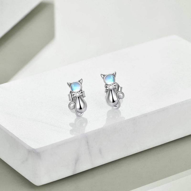 Sterling Silver Cat Moonstone Earrings - Málle
