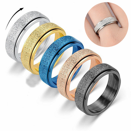 Turnable Rings Rainbow Silver Color