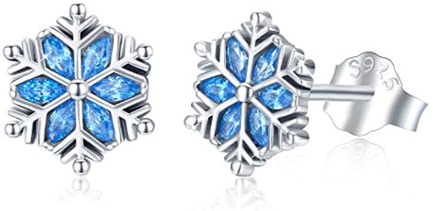 925 Sterling Silver Snowflake Hypoallergenic Stud Earrings Jewelry - Málle