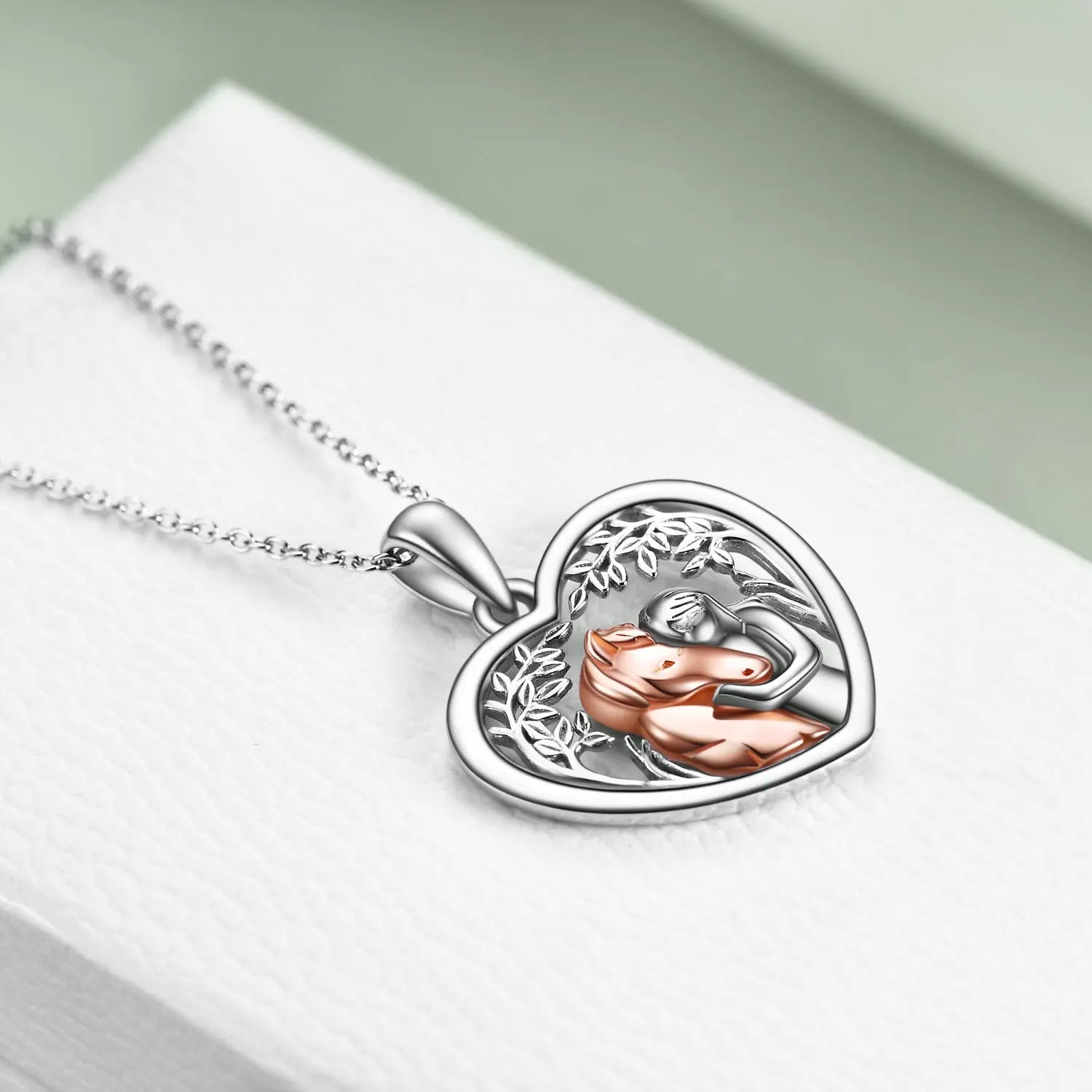 Sterling Silver Horse Pendant Necklace Girls Embrace Horse Gift for Girls - Málle