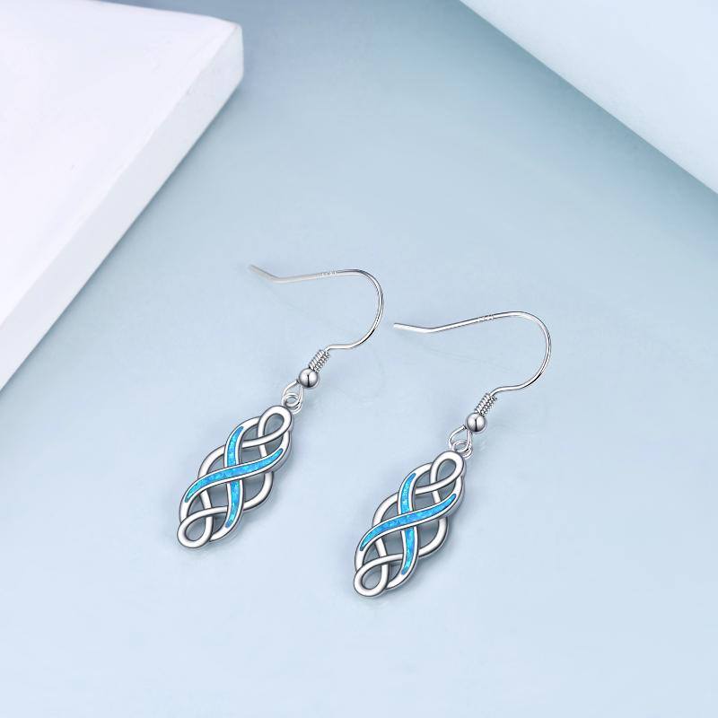 Celtics Earrings Sterling Silver Religious Blue Opal Irish Knot Dangle Earrings Jewelry - Málle