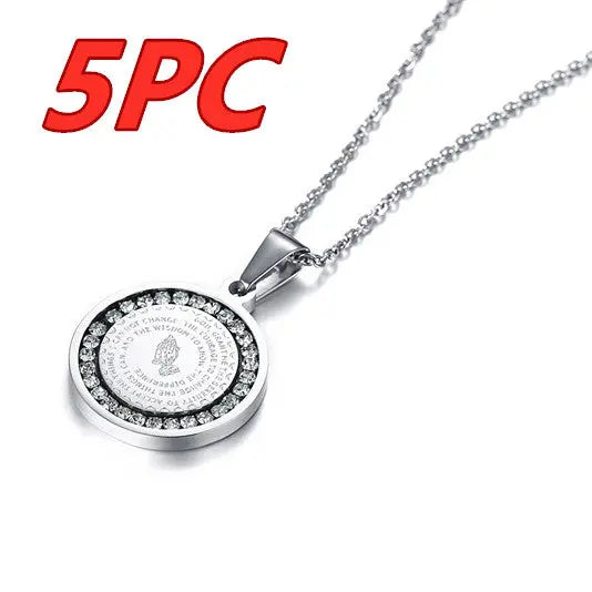 Stainless Steel Rhinestone Prayer Scripture - Málle