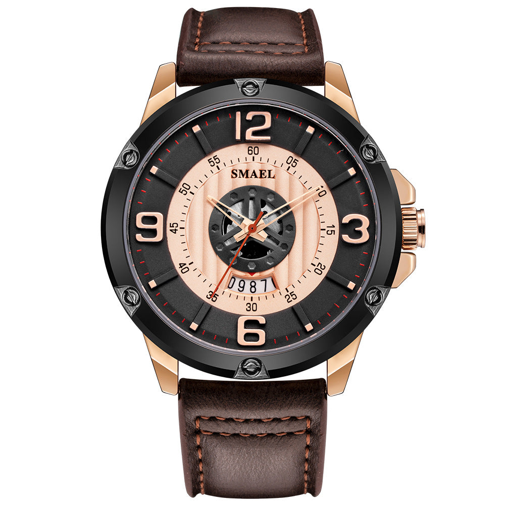 Waterproof Leather Strap Calendar Business Men's Quartz Watch - Málle