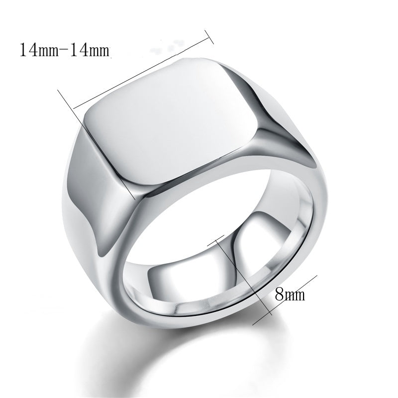 Vintage Stainless Steel Plain Face Ring Rings Jewelry Party Gift - Málle