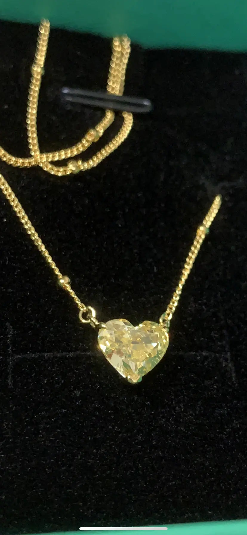 Yellow CZ Diamond heart 18k Gold plated on silver. - Málle