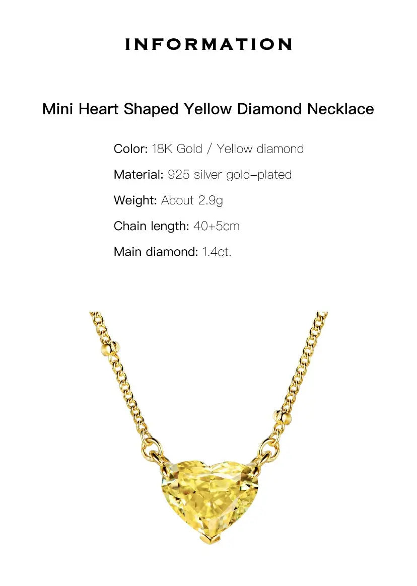 Yellow CZ Diamond heart 18k Gold plated on silver. - Málle