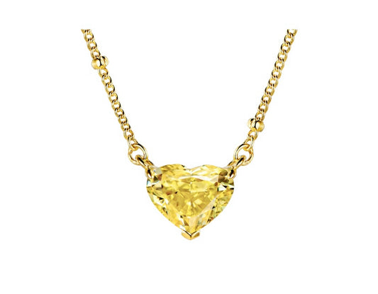 Yellow CZ Diamond heart 18k Gold plated on silver. - Málle